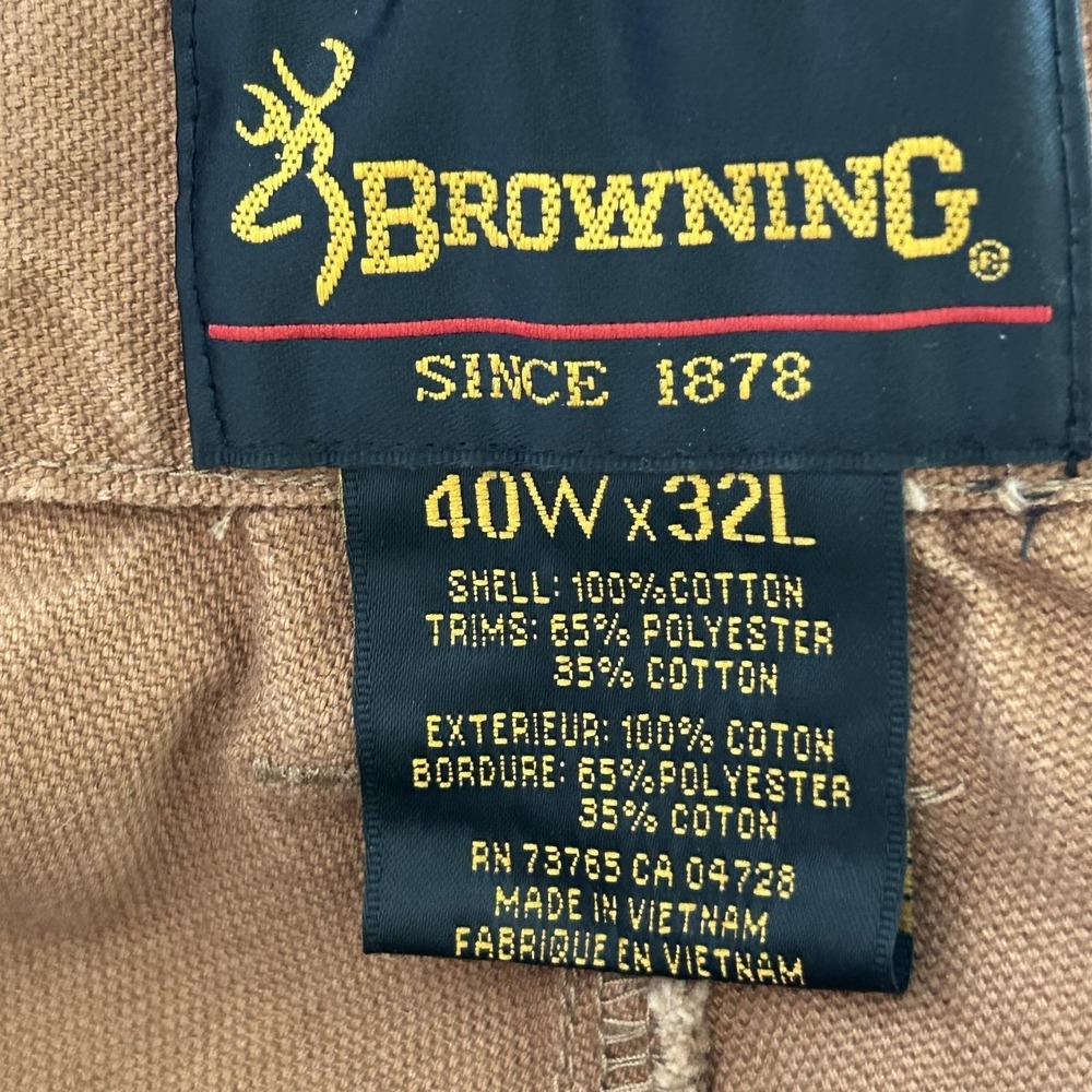 Browning Pants Mens 40x32 Brown‎ Canvas Brush Upland Hunting Pheasants Forever - Picture 2 of 11